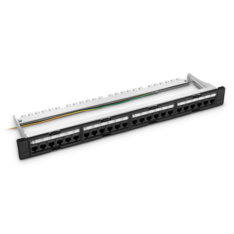 FDMP Cat5e 110-Style Recessed Patch Panel, 24-Port, T568A/B, 1RU, Unshielded