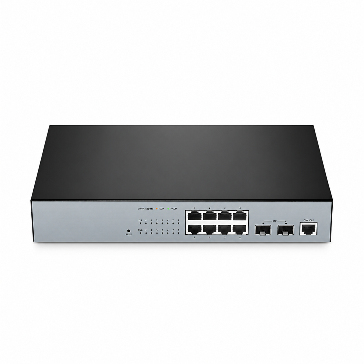 8 x 1Gb RJ45, 2 x 1Gb SFP, L2+ Managed Switch