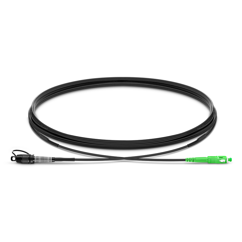 Customized Length Fiber Drop Cable, 1F, OS2, Hardened to SC APC, LSZH