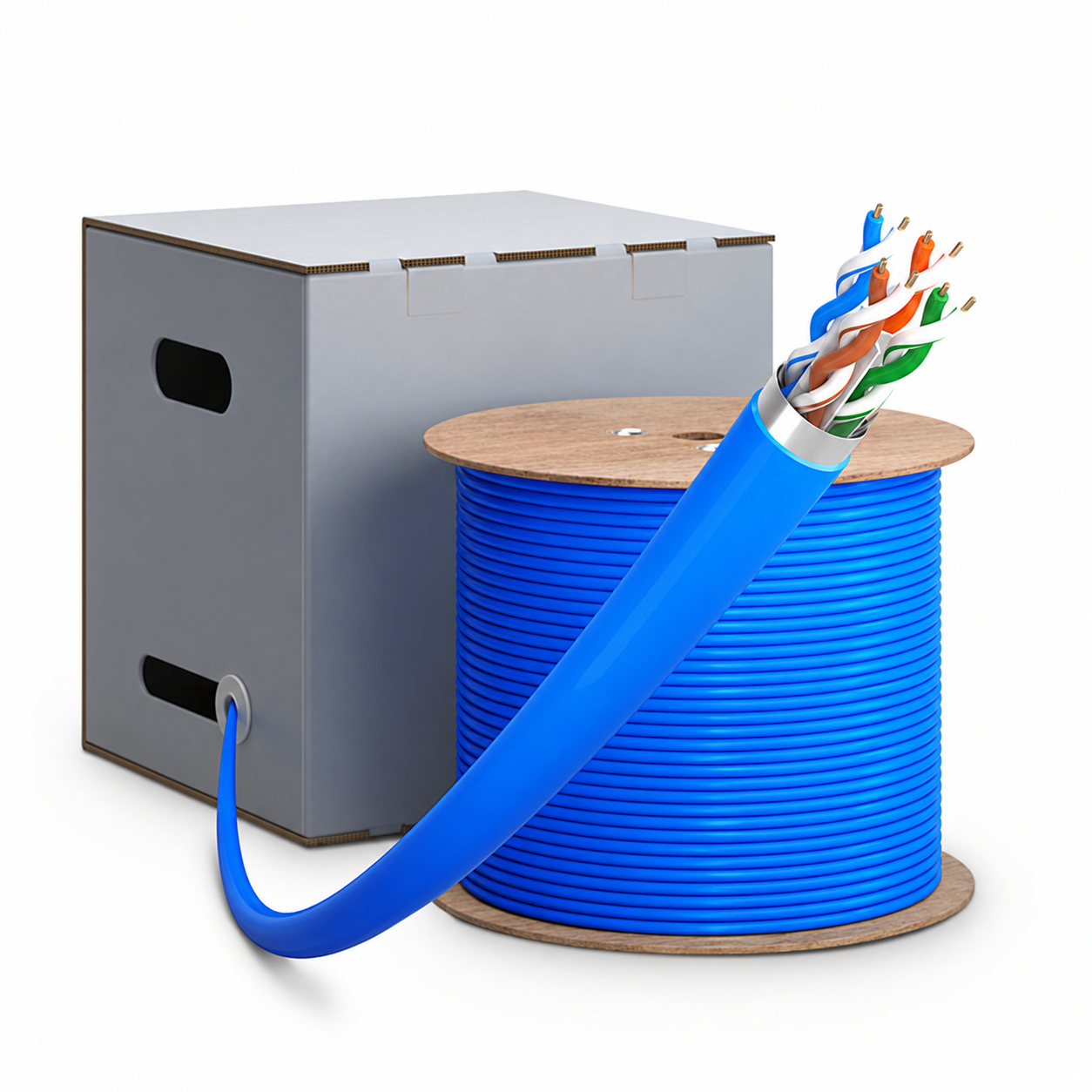 Cat5e Copper Cable, 350MHz, F/UTP, CMR, 24AWG, Blue, 1000ft