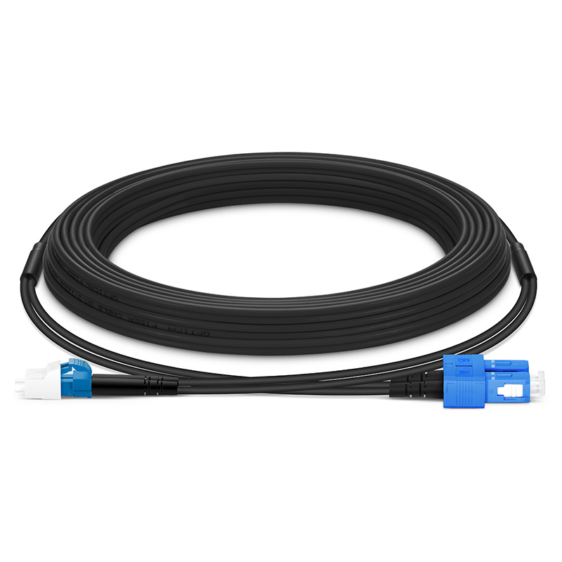 LC to SC UPC Duplex Industrial Armored, 2 Fibers, OS2, 10m (33ft)