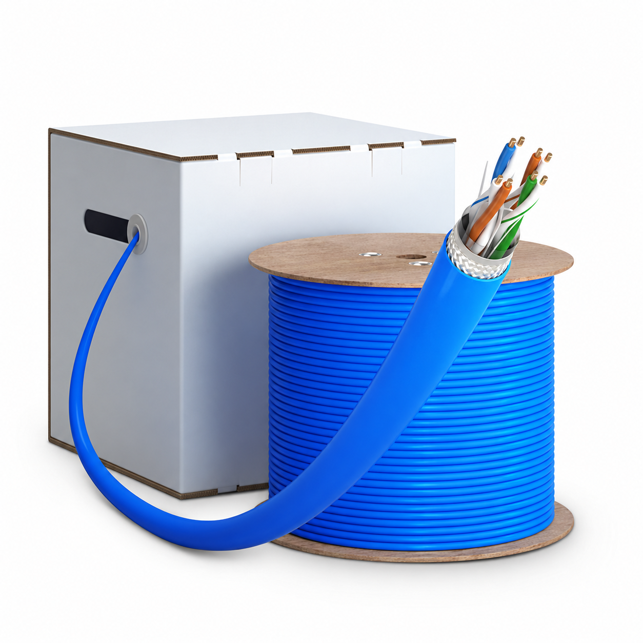 Cat6 Copper Cable, 550MHz, SF/UTP, CMR, 23AWG, Blue, 1000ft