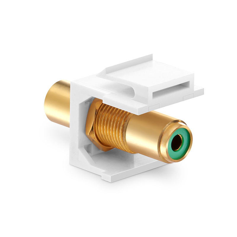 RCA Feedthrough SyncEase Connector, Gold-Plated, White Housing