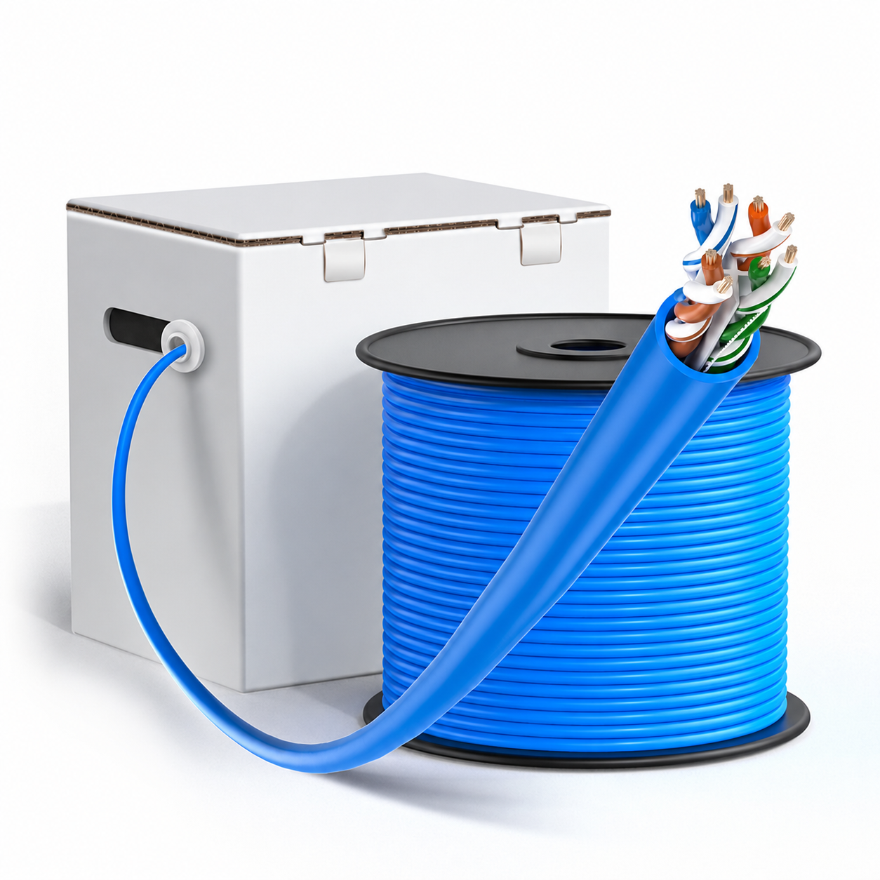 Cat6 Copper Cable, 550MHz, U/UTP, CM, 24AWG, Blue, 1000ft