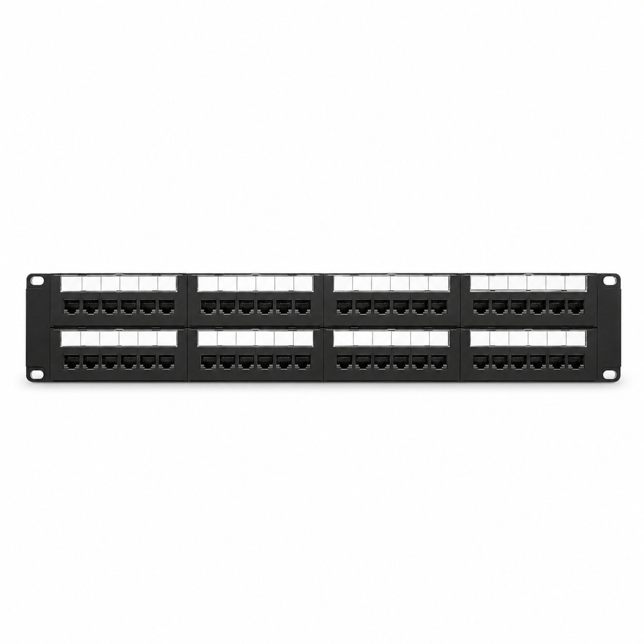 Cat6a 110-Style Flat Patch Panel, 48-Port, T568A/B, 2RU, Unshield