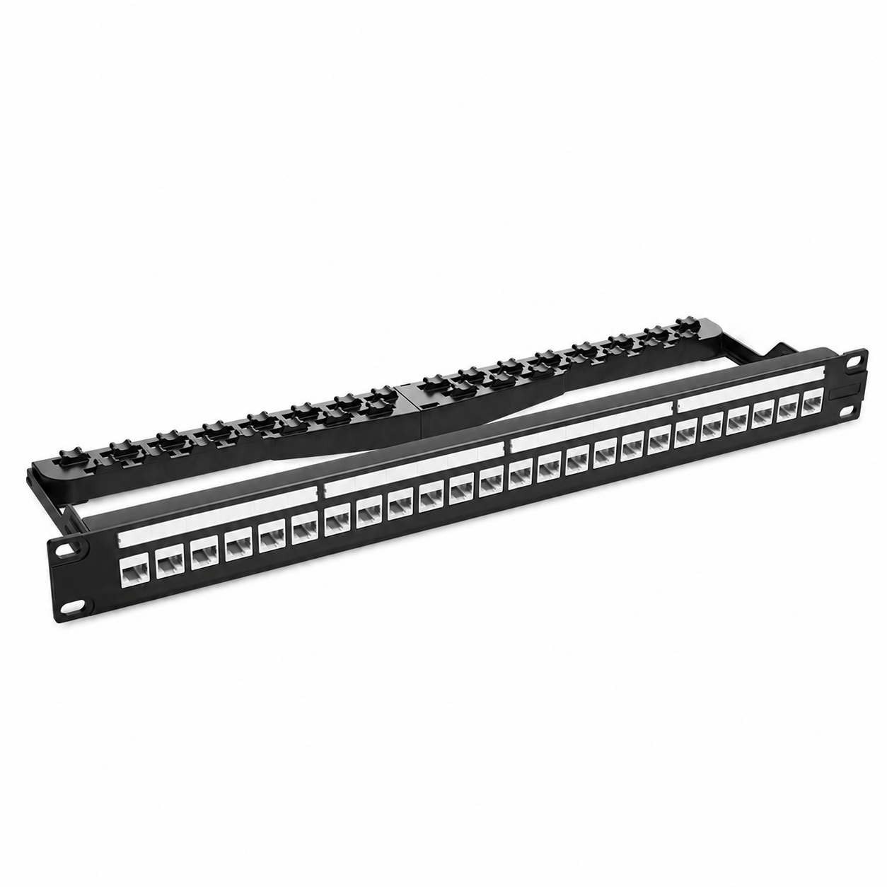 Cat5e Coupler Flat Patch Panel, 24-Port, T568A/B, 1RU, Shield