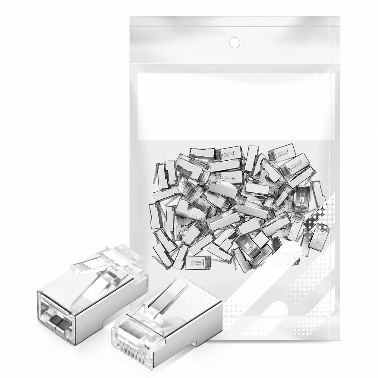 Cat6 RJ45 Shielded Standard Modular Plugs, 50/Pack