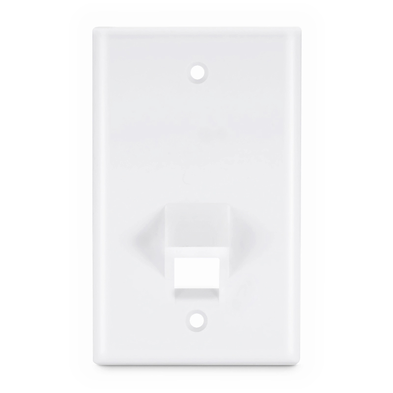 Single Gang SyncEase 1-Port Flat Keystone Faceplate, White
