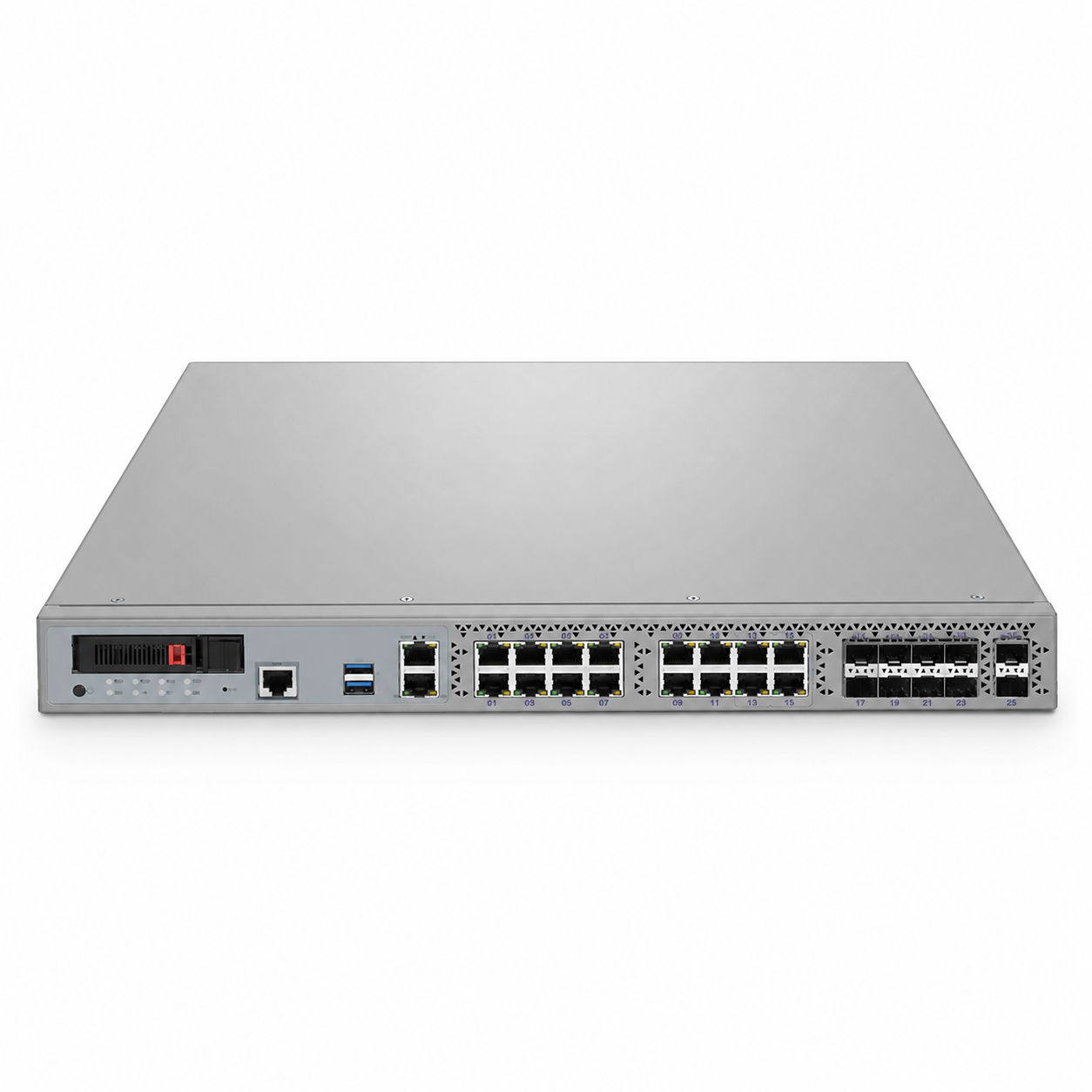 16 x 1Gb RJ45, 8 x 1Gb SFP and 2 x 10Gb SFP+, Next-Generation Firewall
