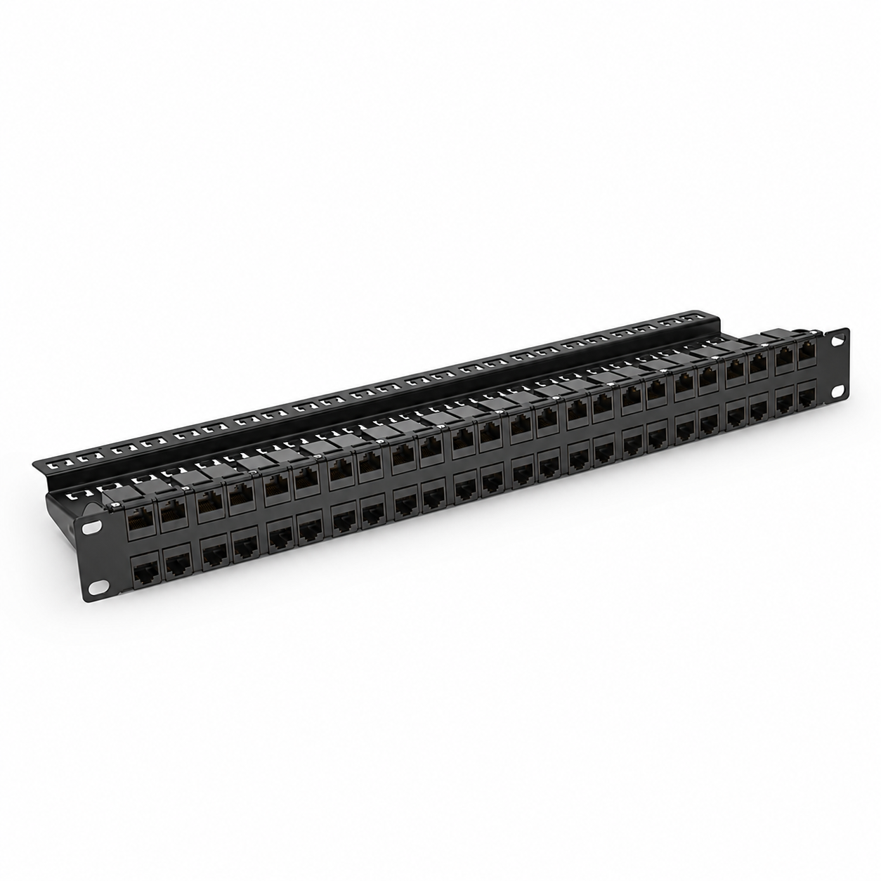 Cat6 Coupler Flat Patch Panel, 48-Port, T568A/B, 1RU, Unshield