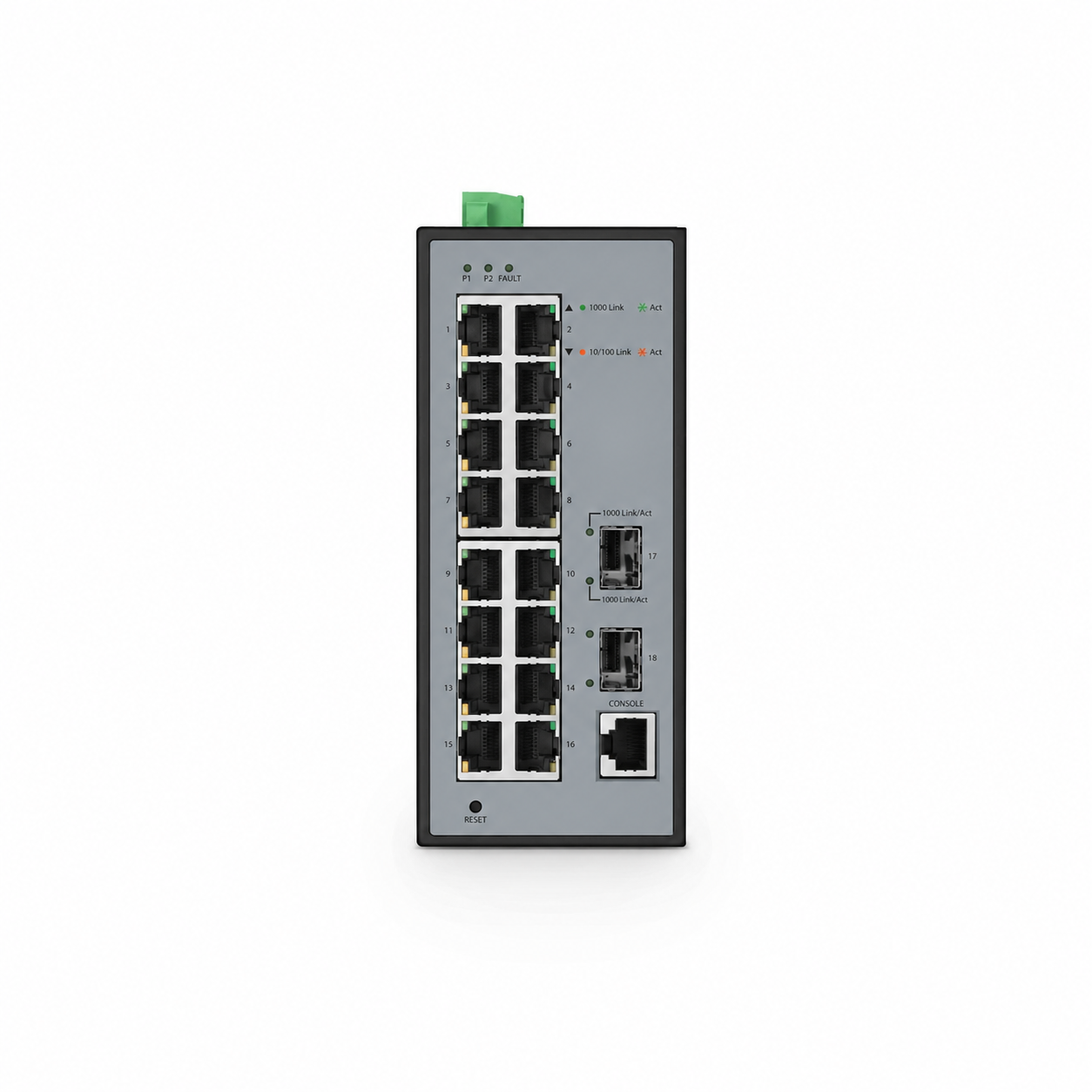 16 x 1Gb RJ45, 2 x 1Gb SFP, L2 Managed Industrial Switch