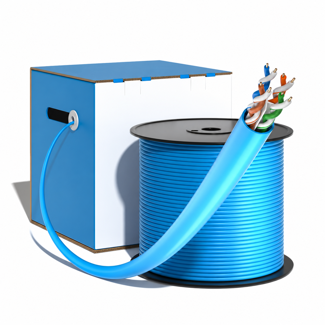 Cat6 Copper Cable, 550MHz, U/UTP, CMP, 23AWG, Blue, 1000ft