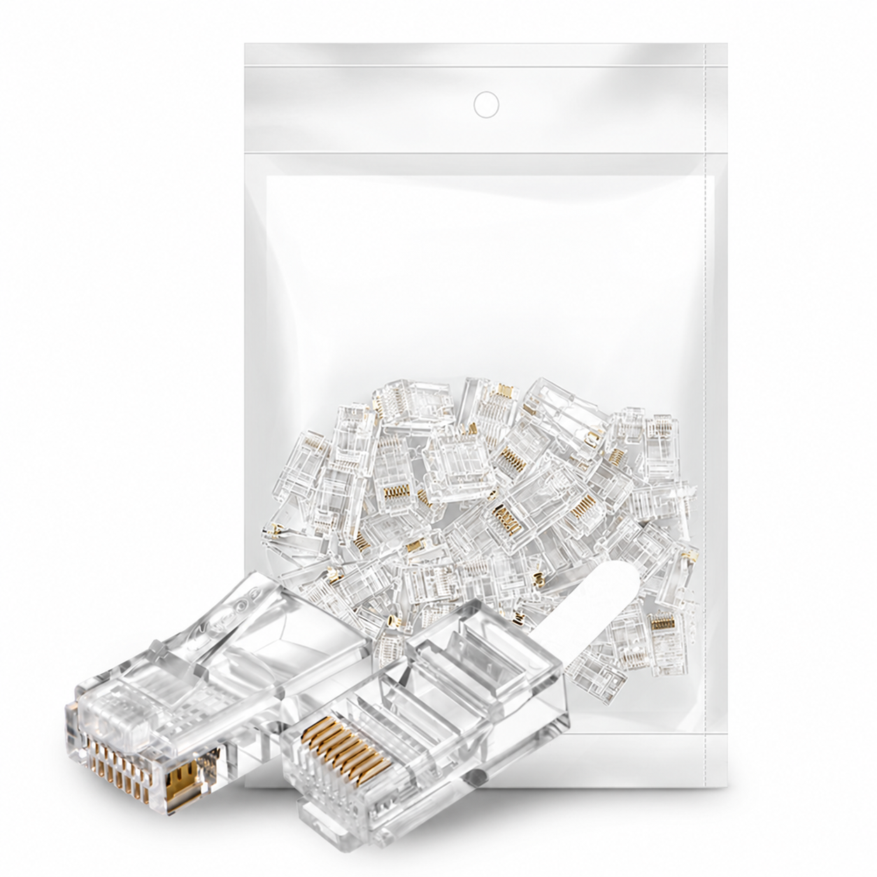 Cat6 RJ45 Unshielded Pass Through Modular Plugs, 50/Pack