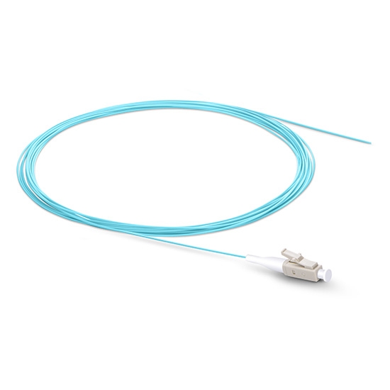 LC UPC to Unterminated Fiber Pigtail, Simplex, OM3, 0.9mm, 1m (3ft)