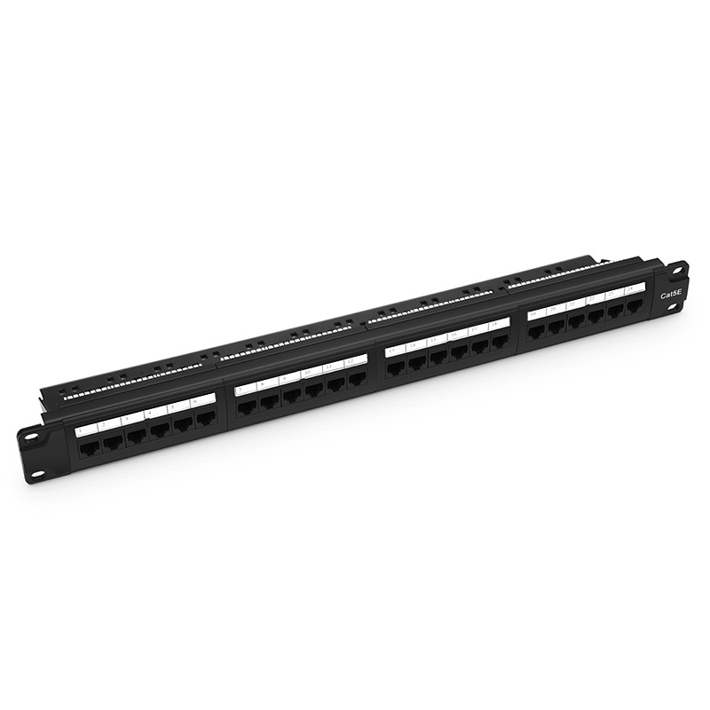 Cat5e 110-Style Flat Patch Panel, 24-Port, T568A/B, 1RU, Unshield