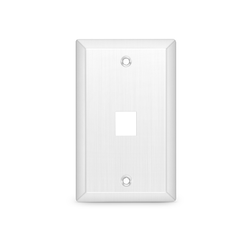 Stainless Steel Single Gang SyncEase 1-Port Flat Keystone Faceplate