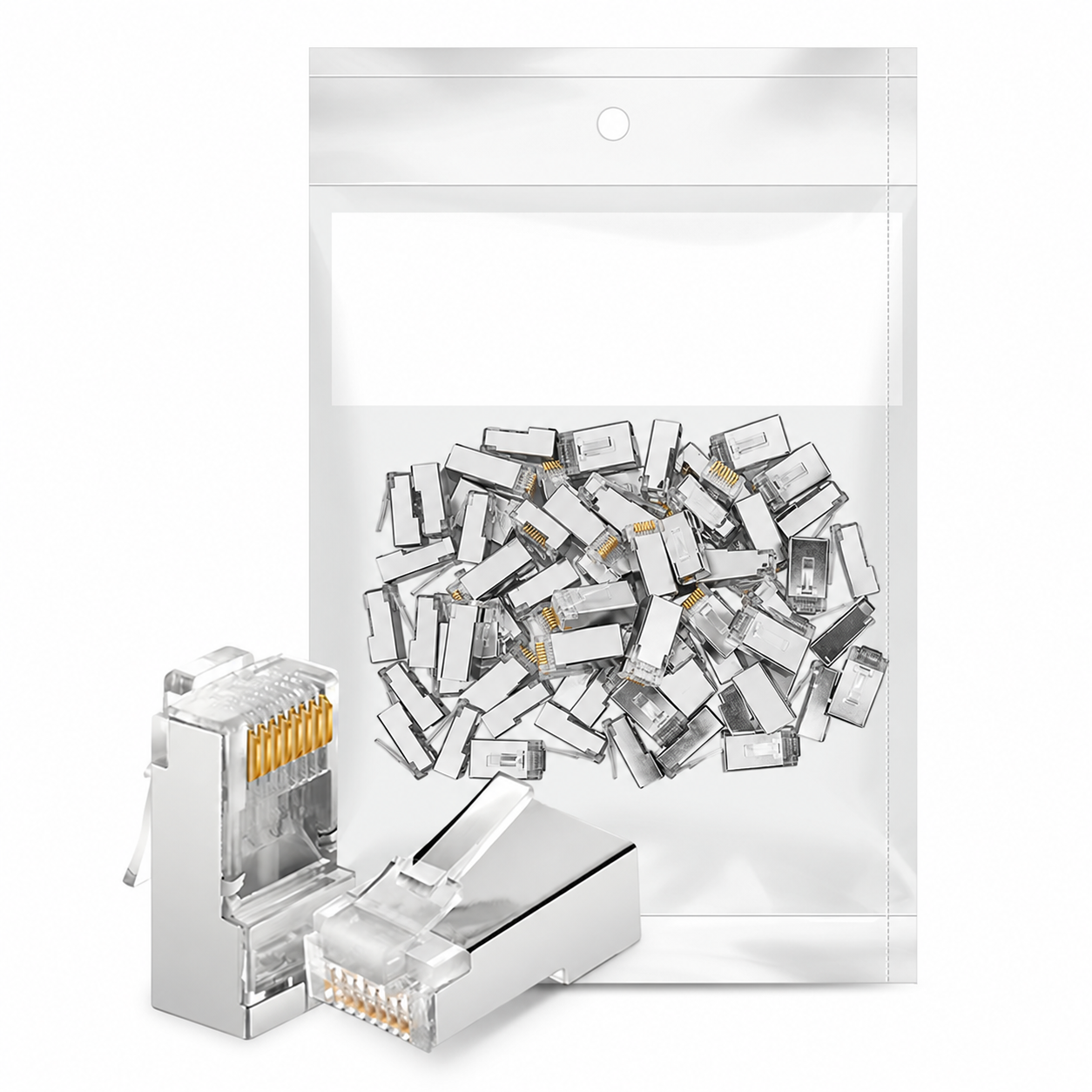 Cat5e RJ45 Shielded Standard Modular Plugs, 50/Pack
