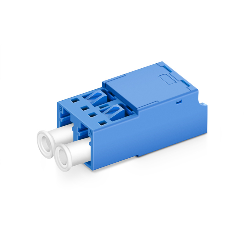 LC UPC Duplex OS2 Shuttered Fiber Adapter without Flange