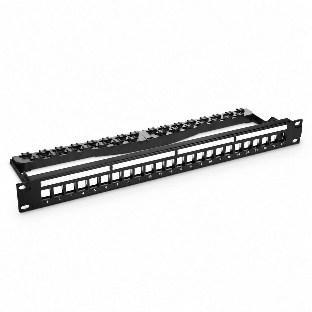 Blank Flat Patch Panel, 24-Port, T568A/B, 1RU, Shield/Unshield
