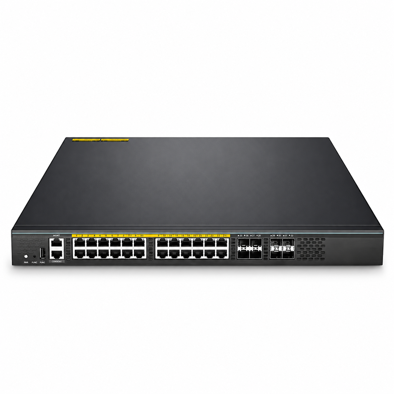 24 x 10Gb RJ45, 4 x 10Gb SFP+, 4 x 25Gb SFP28, L3 Managed PoE++ Switch