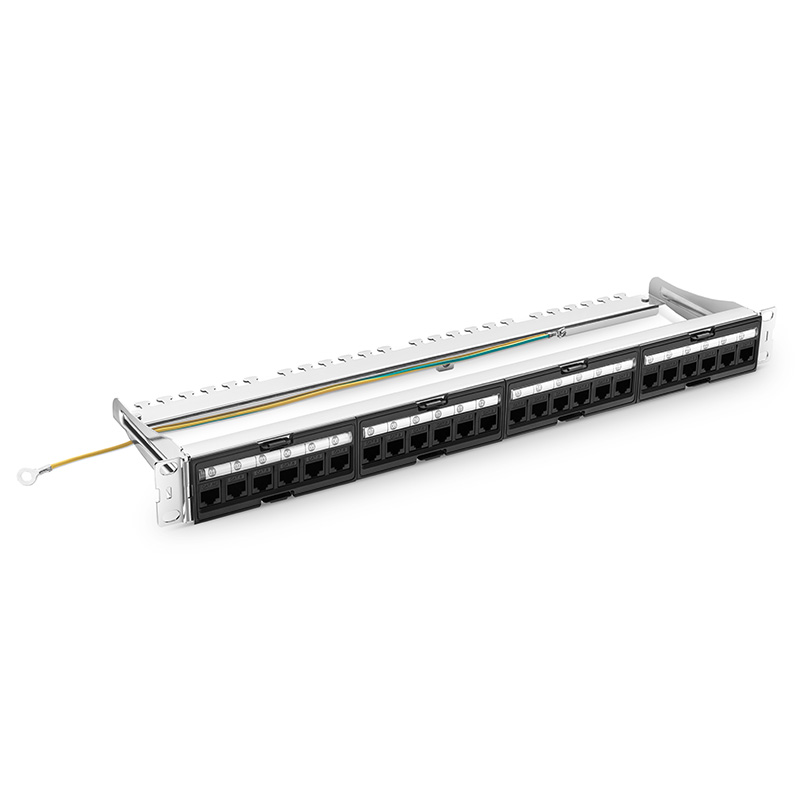 FDMP Cat6 Coupler Recessed Patch Panel, 24-Port, T568A/B, 1RU, Unshielded