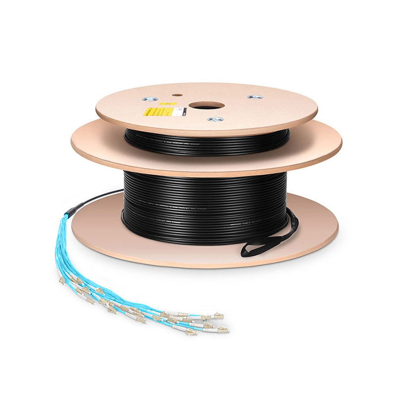 Customized OM4 Indoor/Outdoor Cable, LC/SC/FC/ST/Unterminated, 2 Fibers