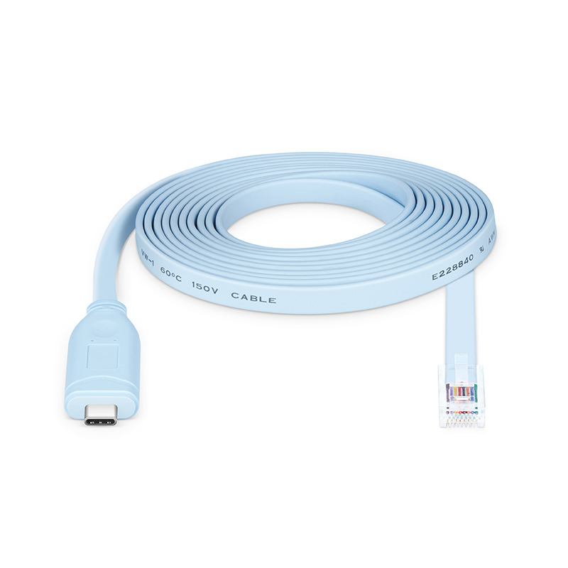 USB C to RJ45, 28AWG Blue Console Cable, 7ft (2m)