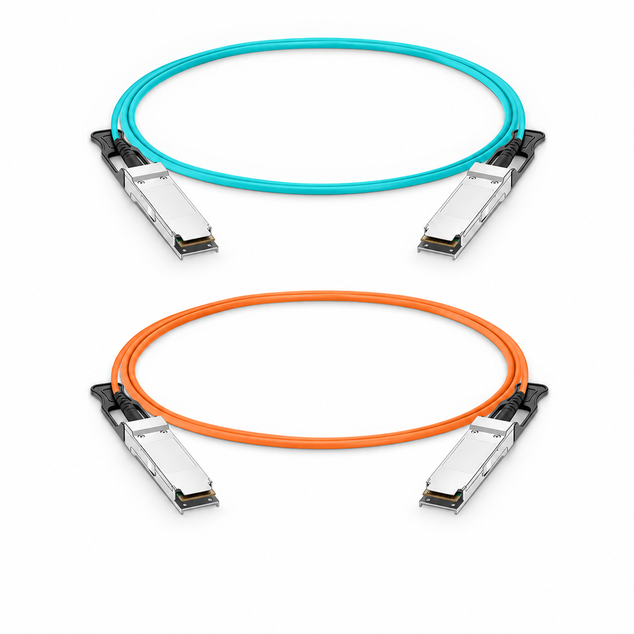 Customized 40G QSFP+ Active Optical Cable, Aqua & Orange