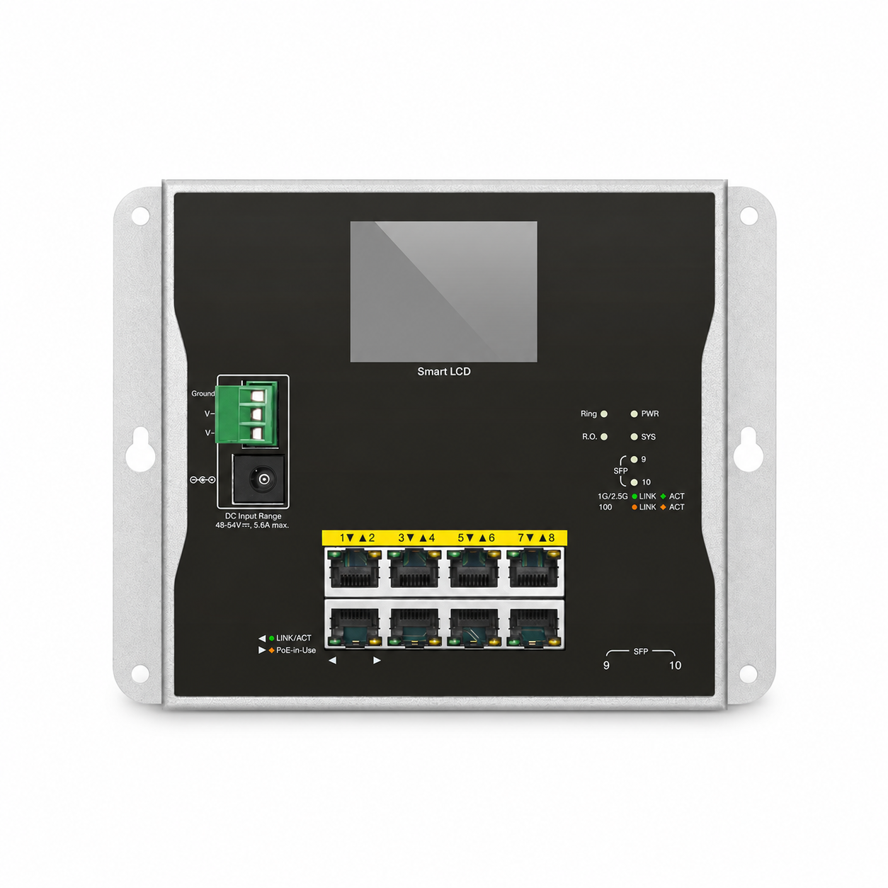 8 x 1Gb RJ45, 2 x 1/2.5Gb SFP, L2+ Managed Industrial PoE+ Switch