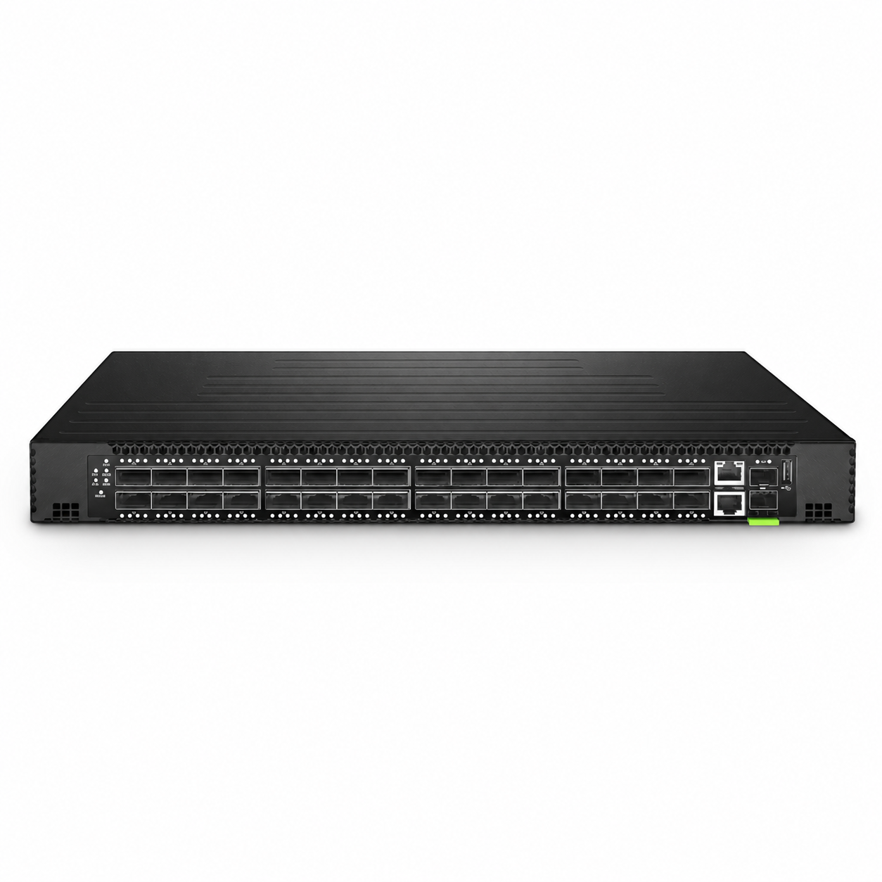 32 x 100G QSFP28, 2 x 10G SFP+, Network OS, Rack-level Visibility and Monitoring