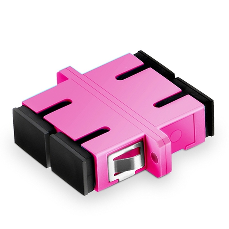 SC UPC Duplex OM4 Fiber Adapter with Flange