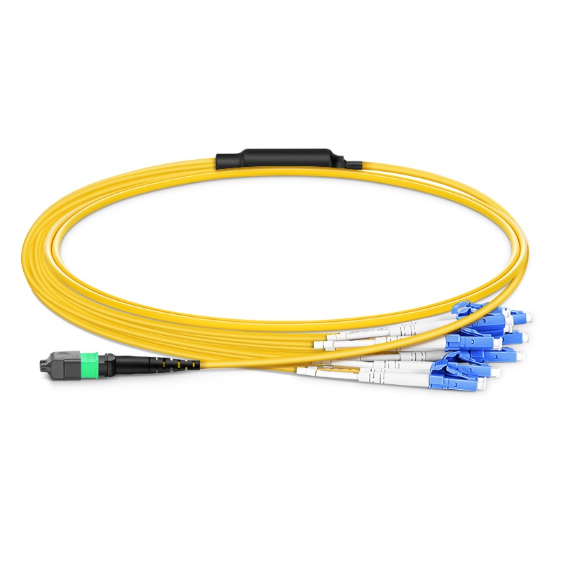 MTP-16 APC to 8 x LC UPC Harness, 16 Fibers, OS2, Crossover, 1m (3ft)