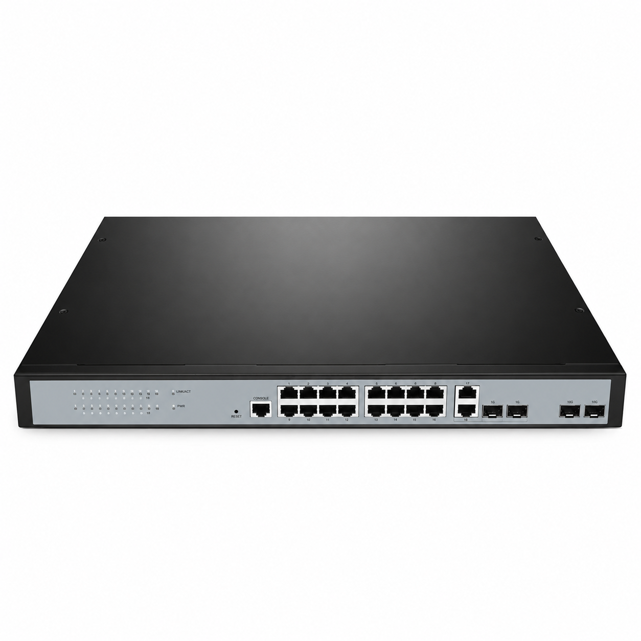 16 x 1Gb RJ45, 2 x 1G RJ45/SFP Combo, L2+ Managed PoE+ Switch