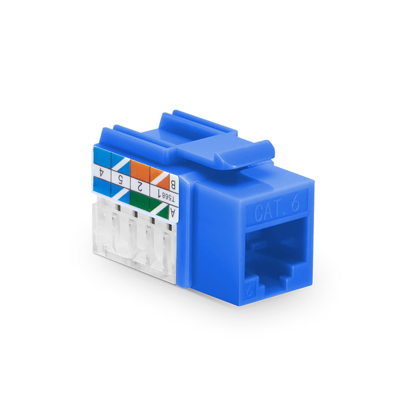 Cat6 RJ45 (8P8C) UTP Punch Down Keystone Jack, Blue, 12Pcs/Pack