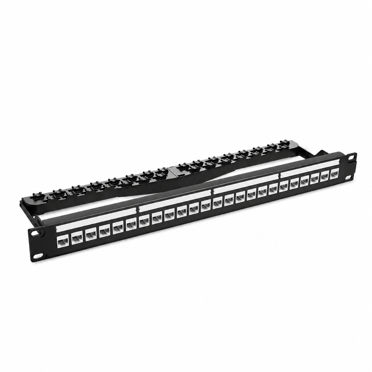 Cat6 Coupler Flat Patch Panel, 24-Port, T568A/B, 1RU, Shield