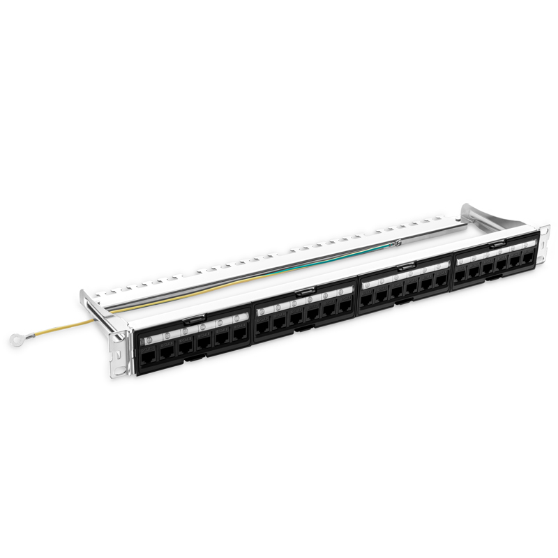 FDMP Cat6a Coupler Recessed Patch Panel, 24-Port, T568A/B, 1RU, Unshielded