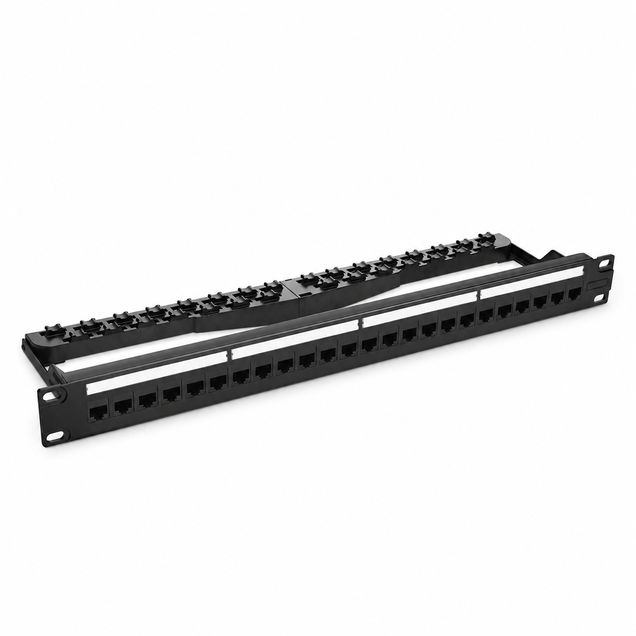 Cat6a Coupler Flat Patch Panel, 24-Port, T568A/B, 1RU, Unshield