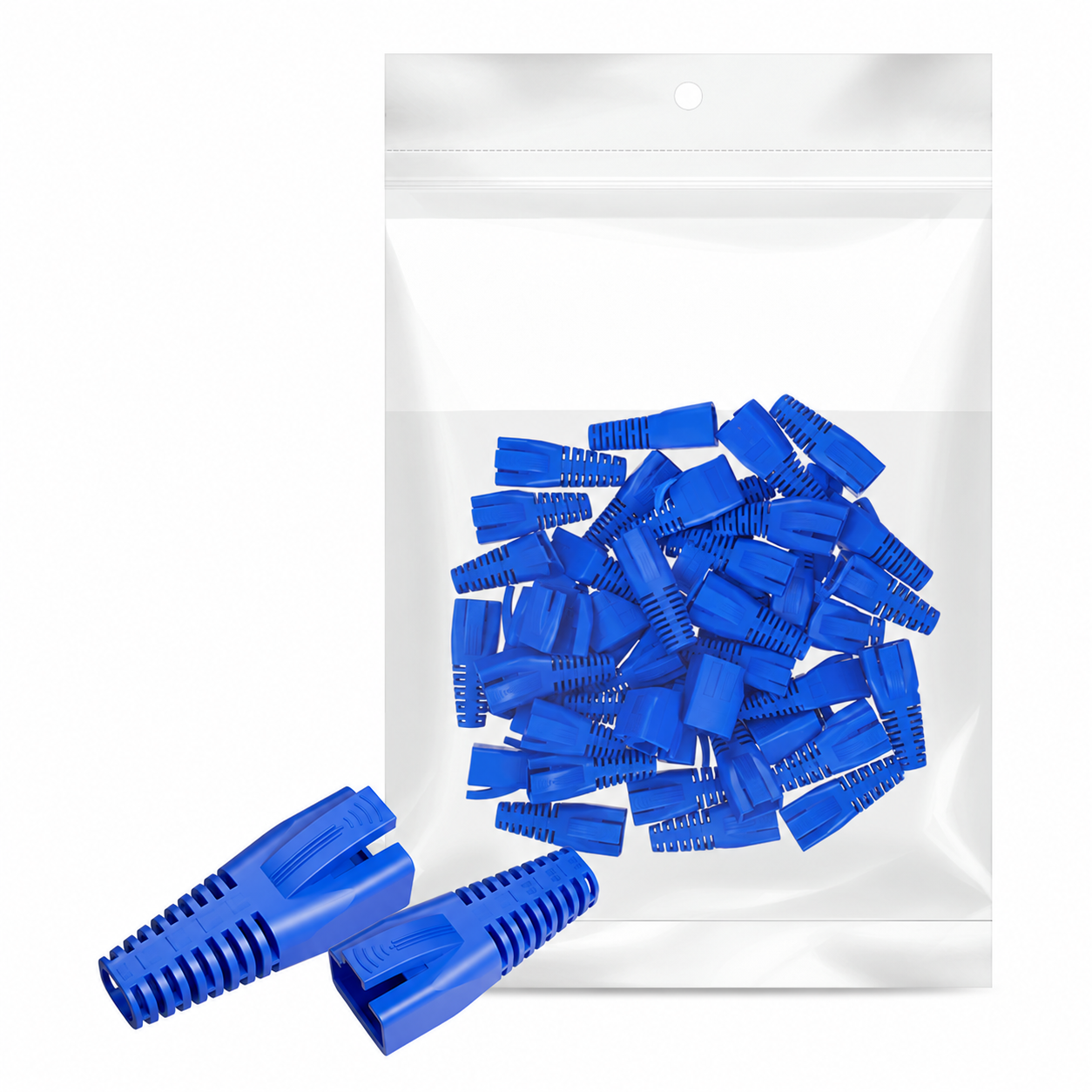 DIY RJ45 Strain Relief Boots (5.5-7.5mm OD), Blue, 50PCS/Pack