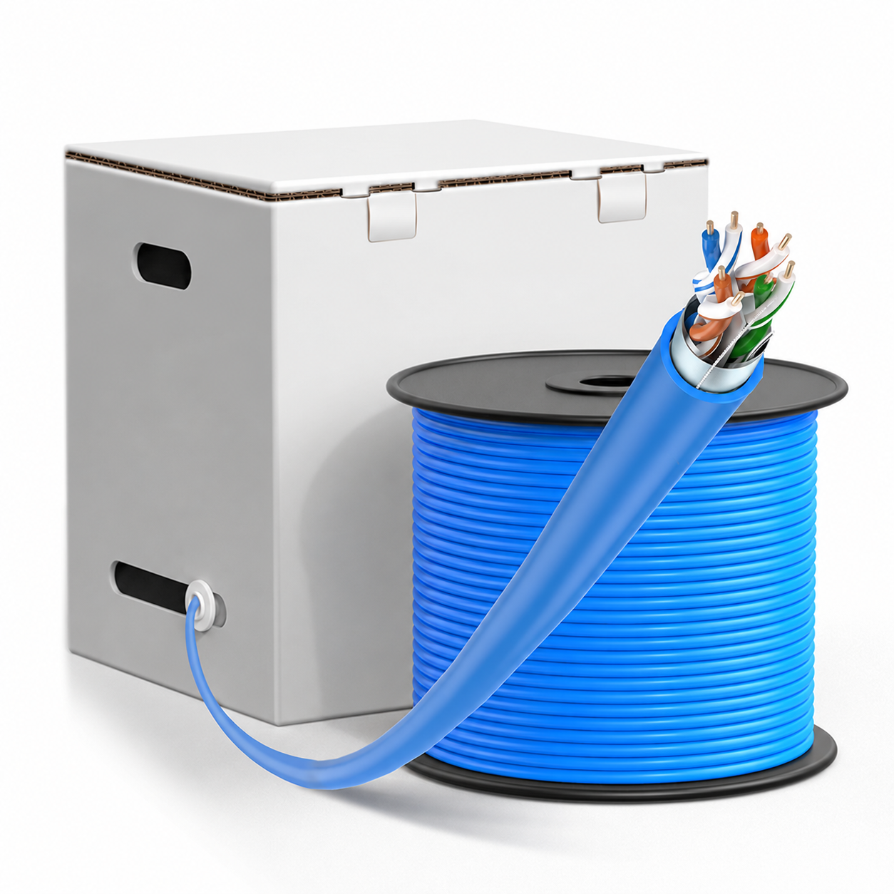 Cat6 Copper Cable, 550MHz, F/UTP, CMR, 23AWG, Blue, 1000ft