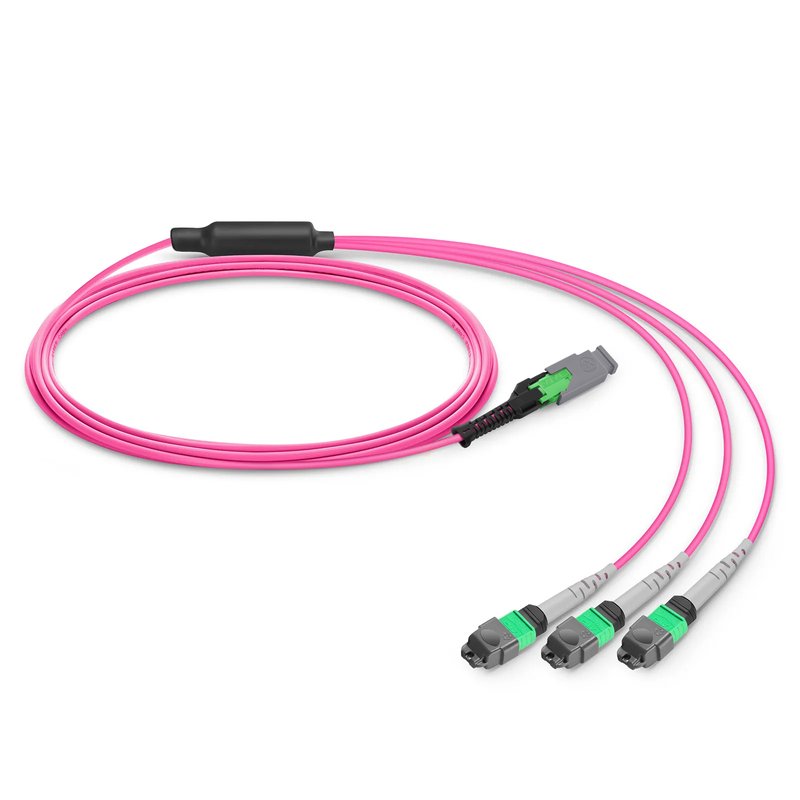 MMC-24 to 3 x MTP-8 APC Breakout Cable, 24 Fibers, OM4, Harness Polarity, 1m (3ft)