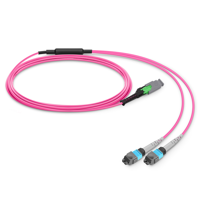 MMC-16 APC to 2 x MTP-8 UPC Breakout Cable, 16 Fibers, OM4, Harness Polarity, 1m (3ft)