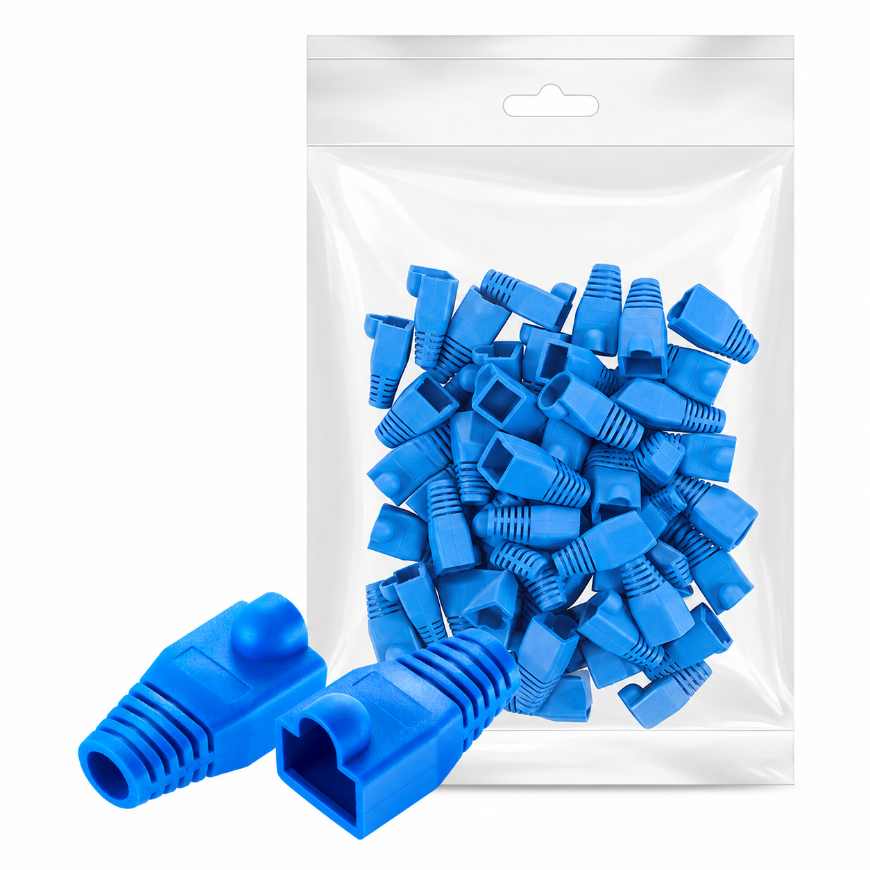 Cat5e/Cat6 RJ45 Strain Relief Boots (5.5mm OD), Blue, 50PCS/Pack