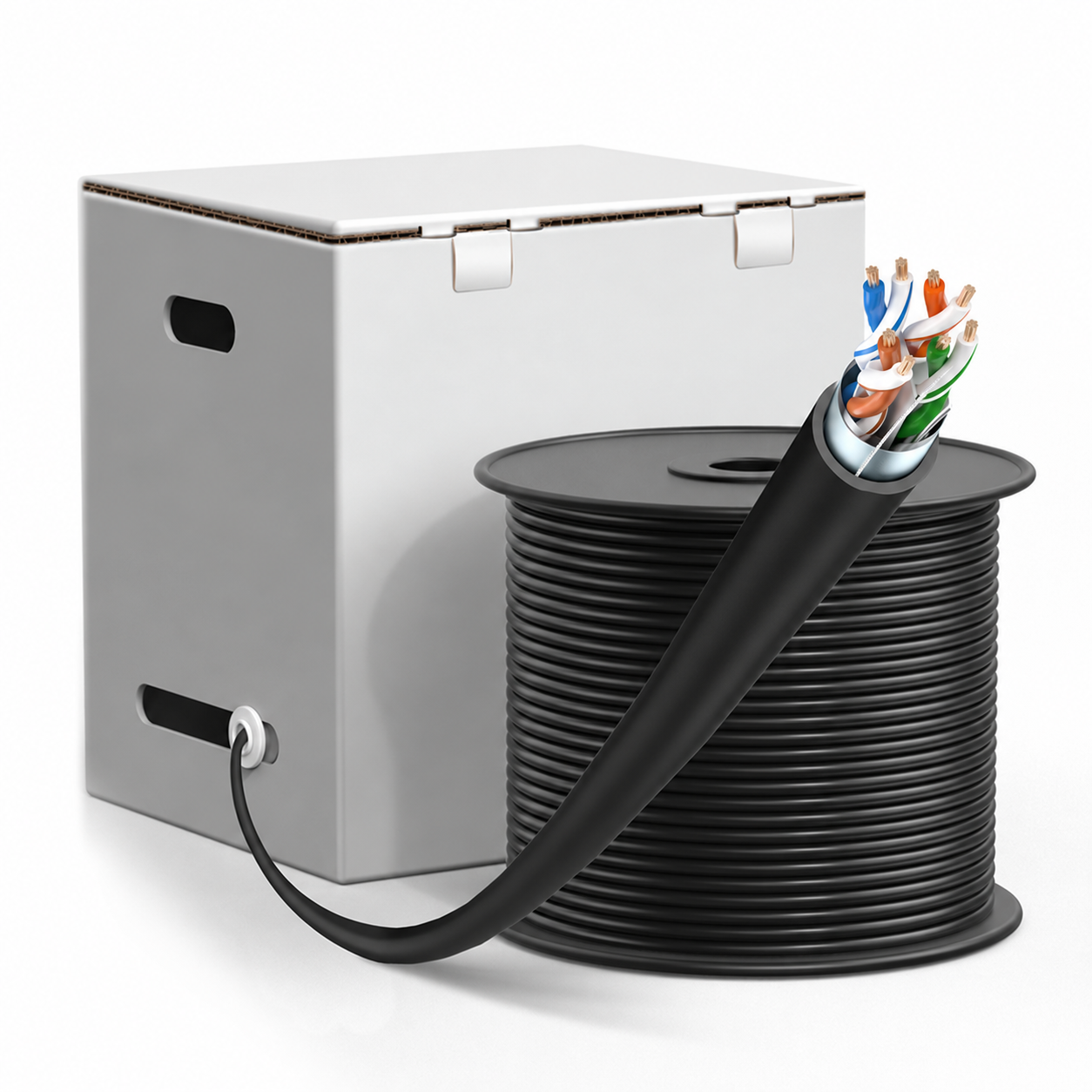 Cat6 Copper Cable, 550MHz, F/UTP, CM, 26AWG, Black, 1000ft