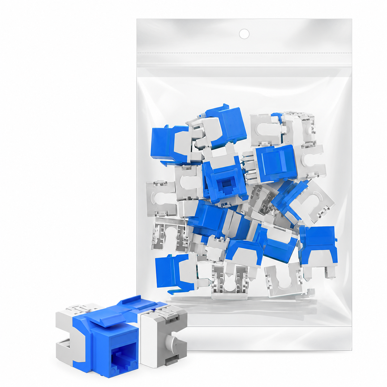 Cat6 RJ45 Unshielded Punch Down Keystone Jack, Blue, 10 Pcs/Pack