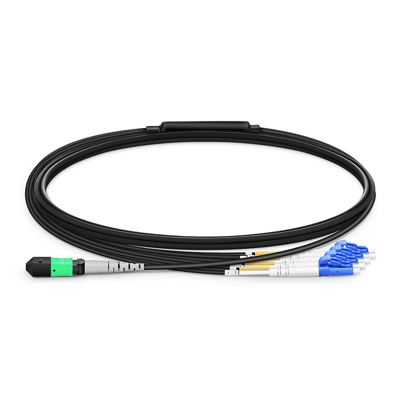 MTP-8 APC to 4 x LC UPC Harness, 8 Fibers, OS2, Type B, 2m (7ft)