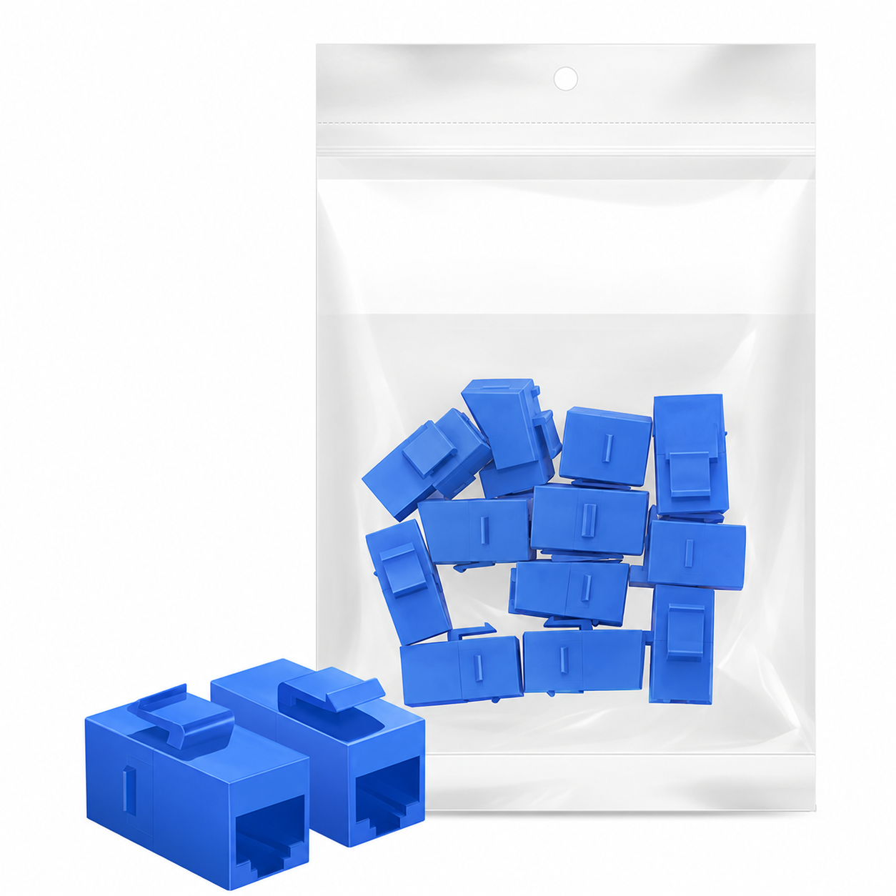 Cat6 Keystone RJ45 Unshielded Insert Inline Coupler, Blue, 12Pcs/Pack