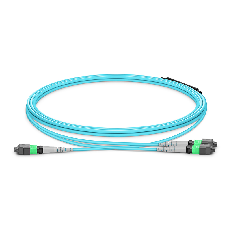 MTP-12 to 2 x MTP-4 APC Breakout Cable, 8 Fibers, OM3, Type B, 1m (3ft)