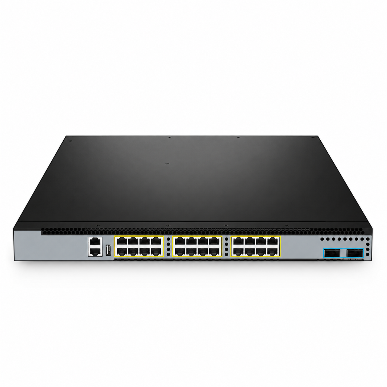 24 x 10Gb RJ45, 2 x 100Gb QSFP28, L3 Managed PoE++ Switch