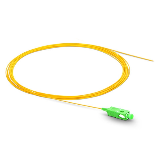 SC APC to Unterminated Fiber Pigtail, Simplex, OS2, 0.9mm, 1m (3ft)
