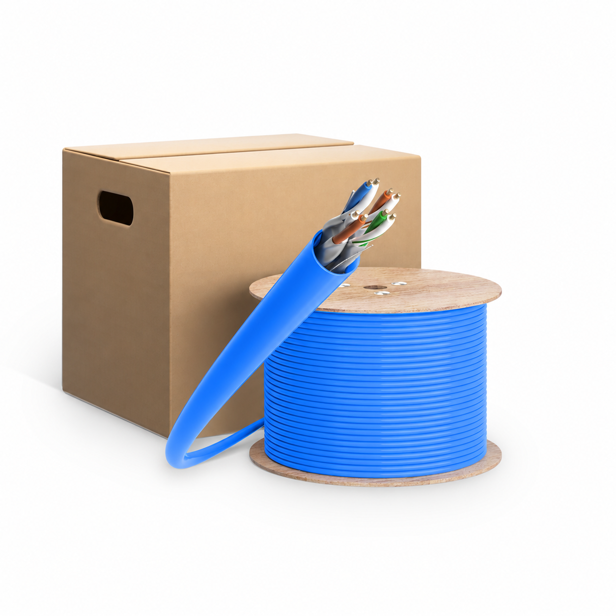 Cat6a Copper Cable, 750MHz, U/FTP, CMR, 23AWG, Blue, 1000ft